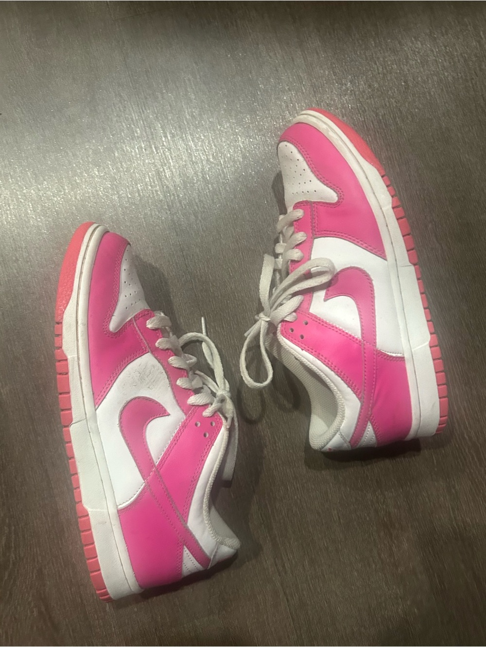 Nike Kids Pink and White Low Top Sneakers